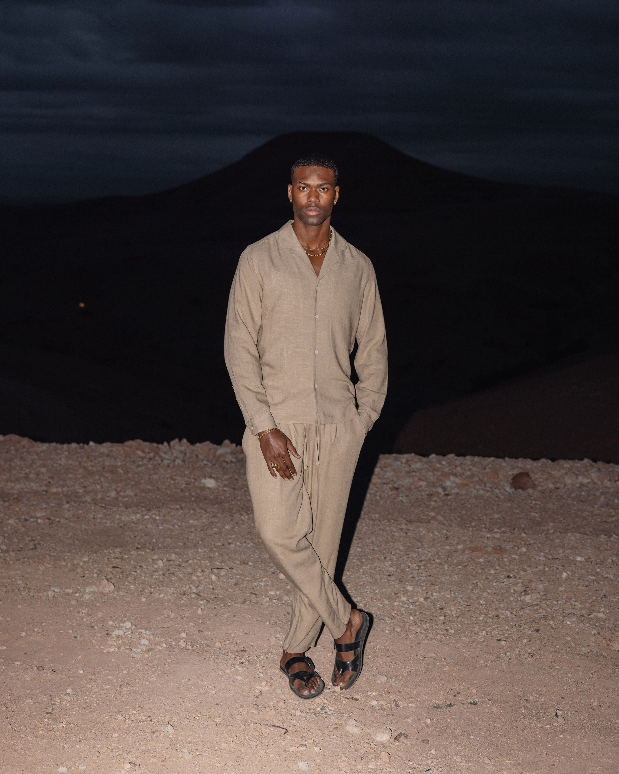 Pantalon Lin — Olive