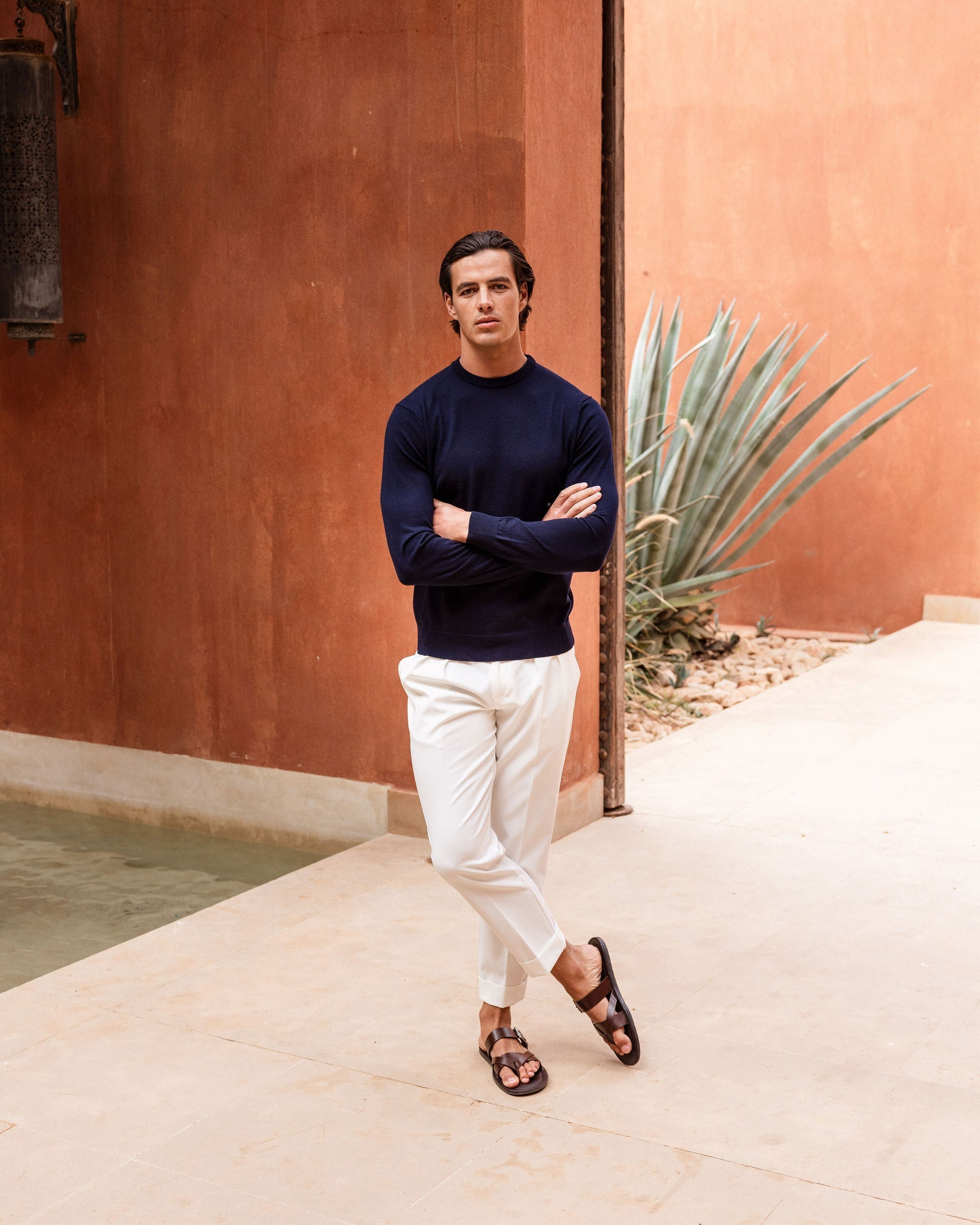 Pantalon Oxford Plissé — Blanc