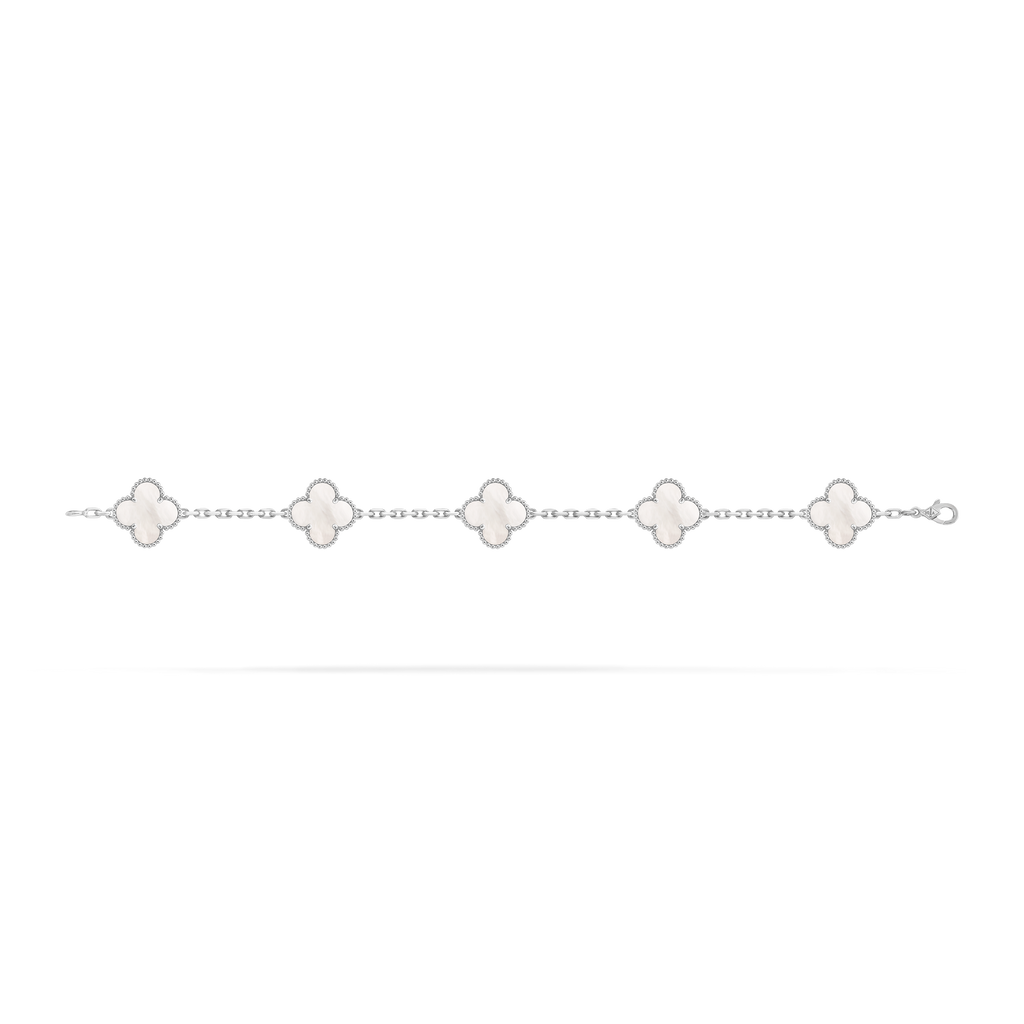Bracelet Trèfle 5 Motifs — Nacre Crème
