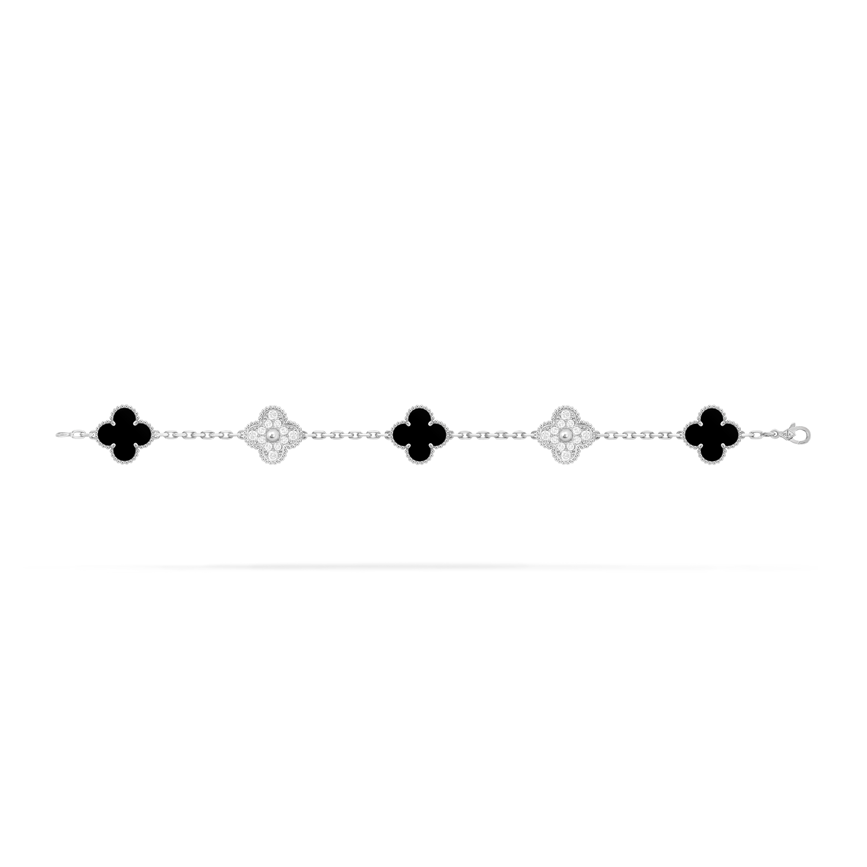 Bracelet Trèfle 5 Motifs — Onyx Noir