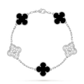 Bracelet Trèfle 5 Motifs — Onyx Noir