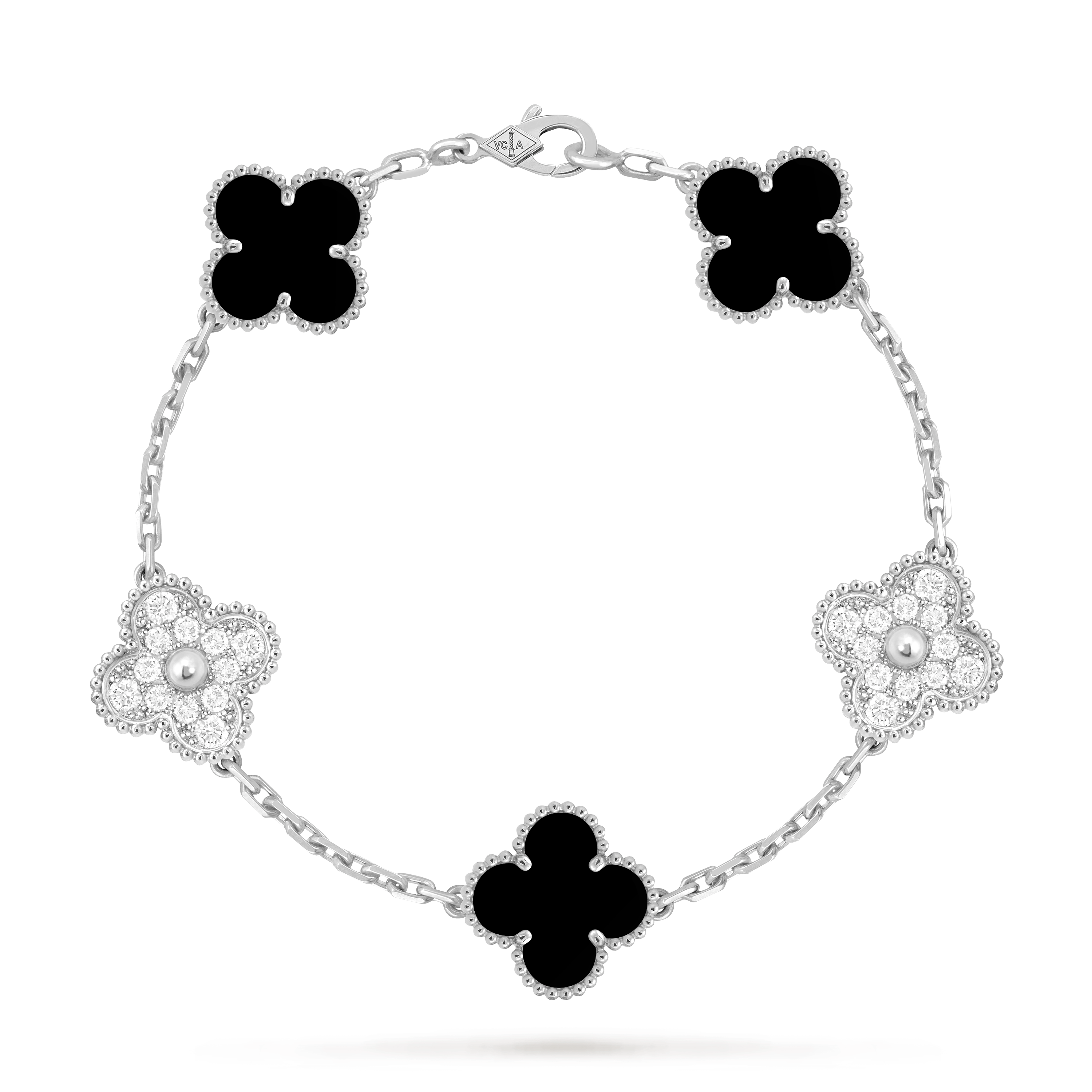 Bracelet Trèfle 5 Motifs — Onyx Noir