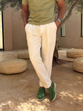 Pantalon Oxford Plissé — Blanc