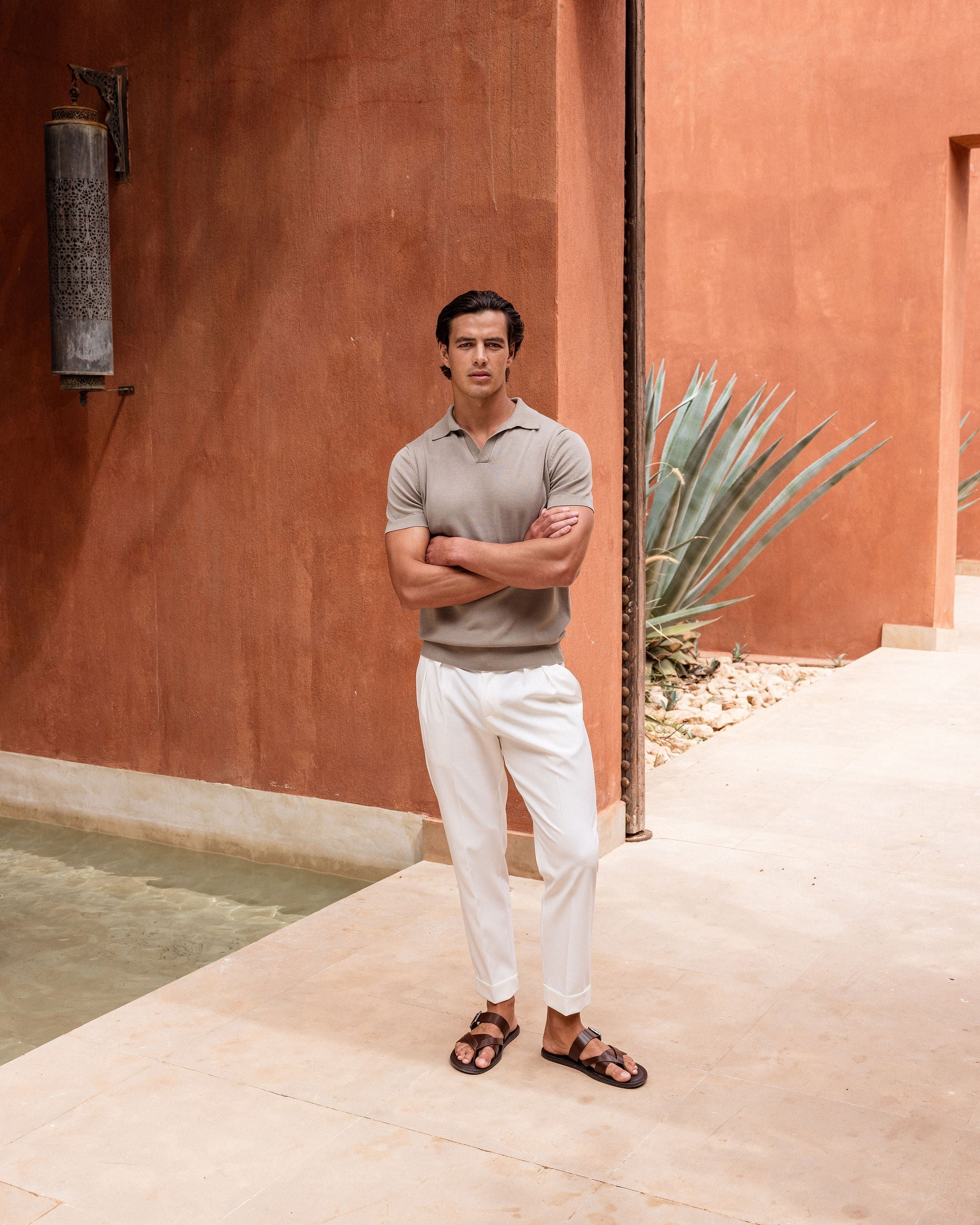 Pantalon Oxford Plissé — Blanc