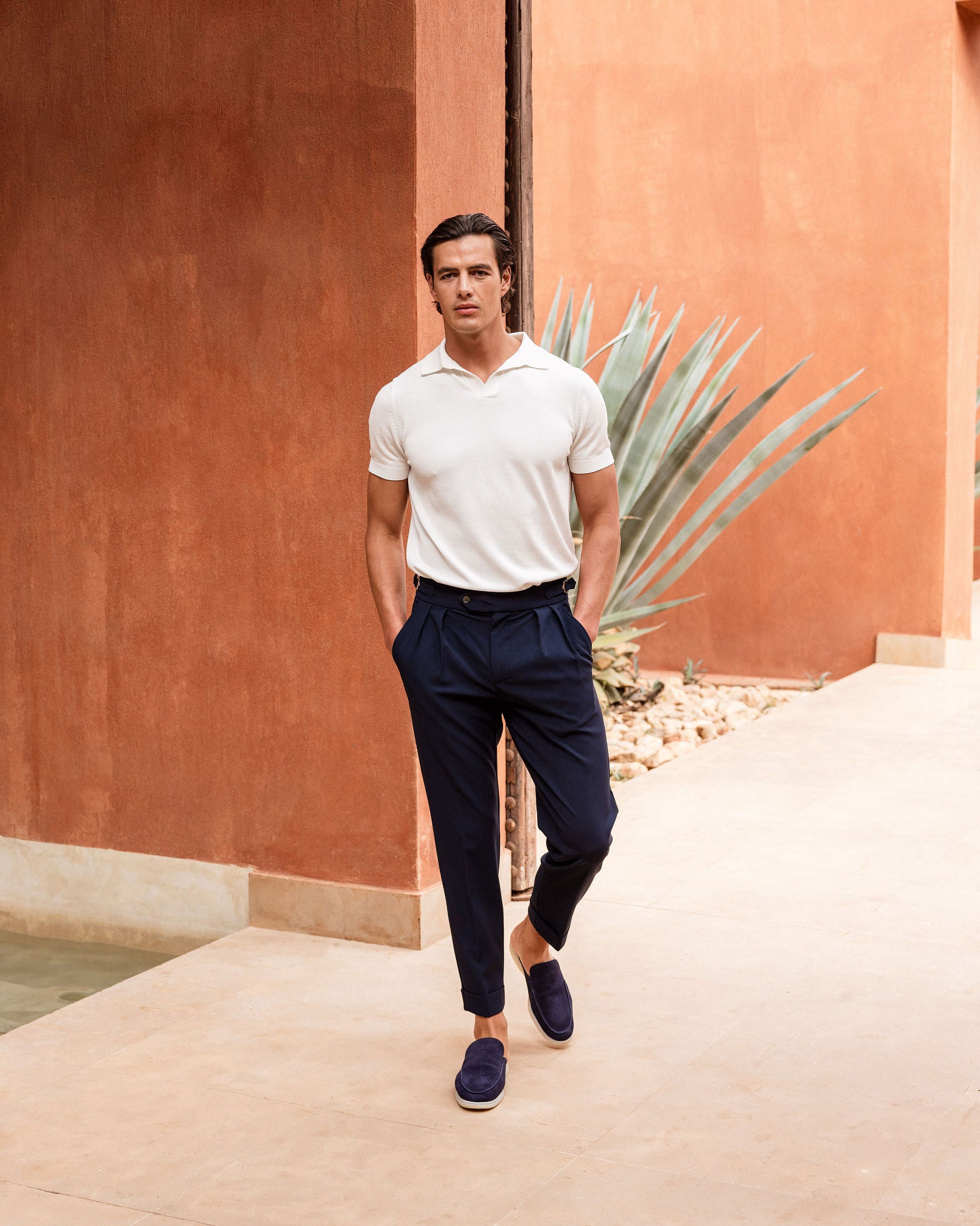 Pantalon Oxford Plissé — Bleu Marine