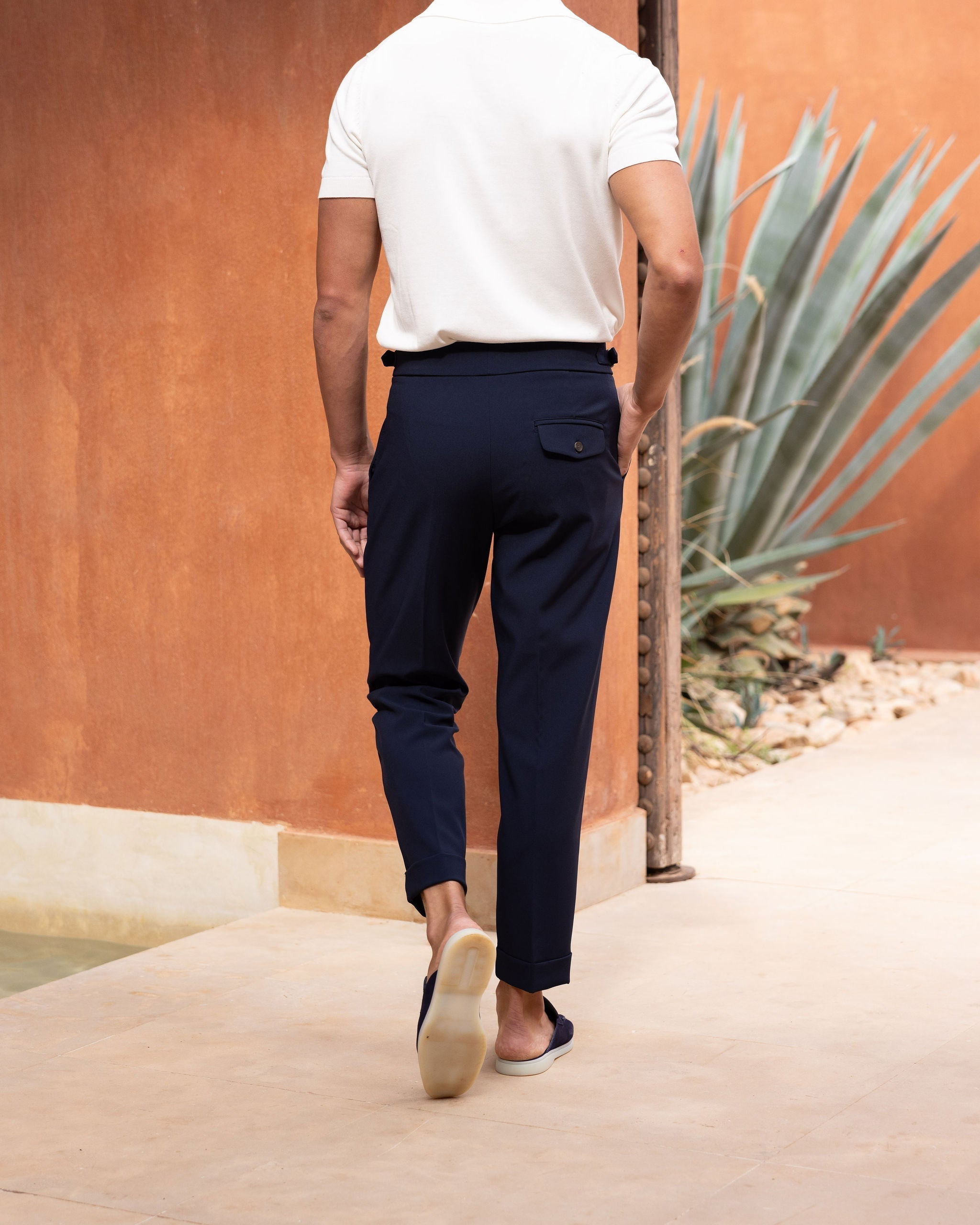 Pantalon Oxford Plissé — Bleu Marine