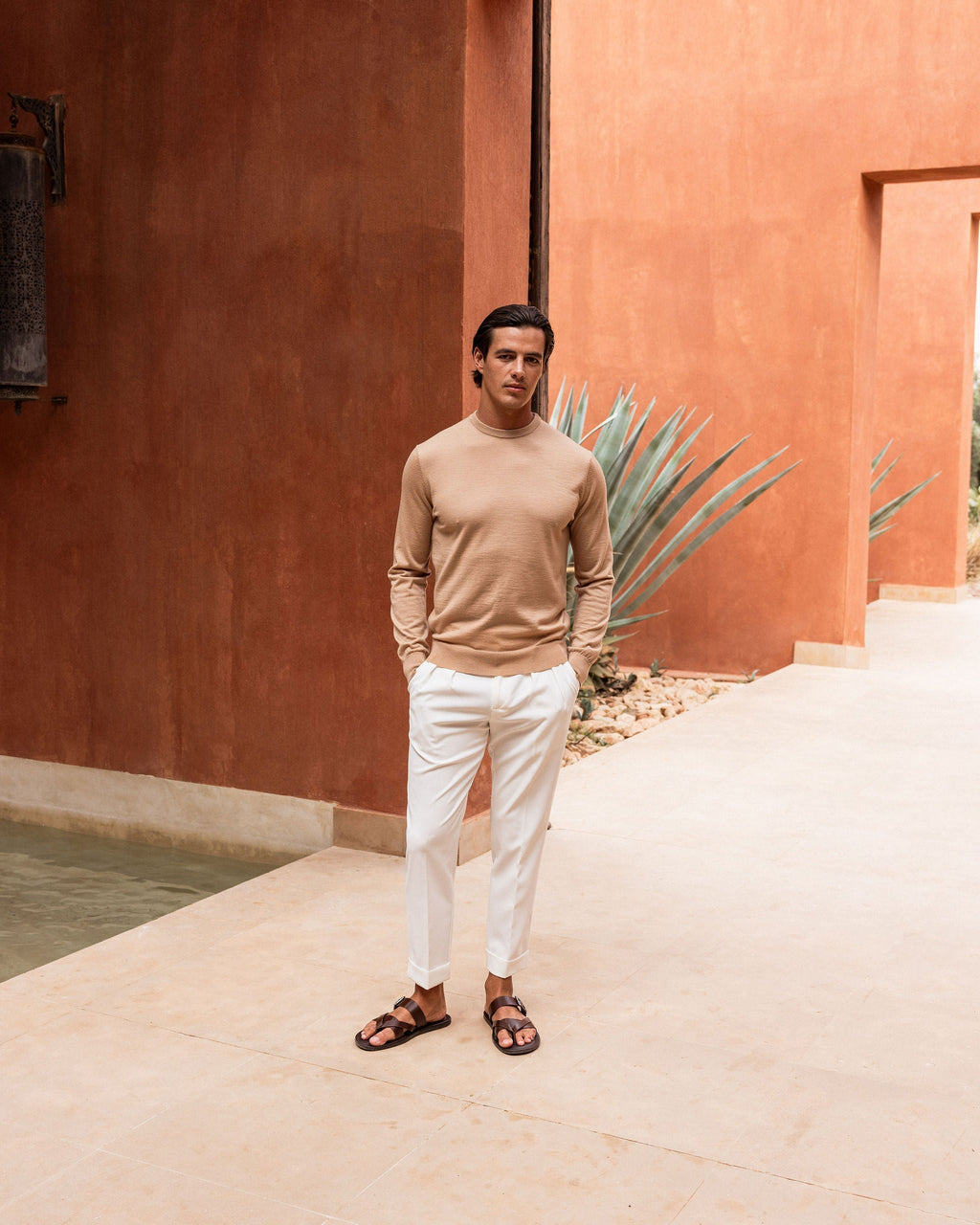 Pantalon Oxford Plissé — Blanc
