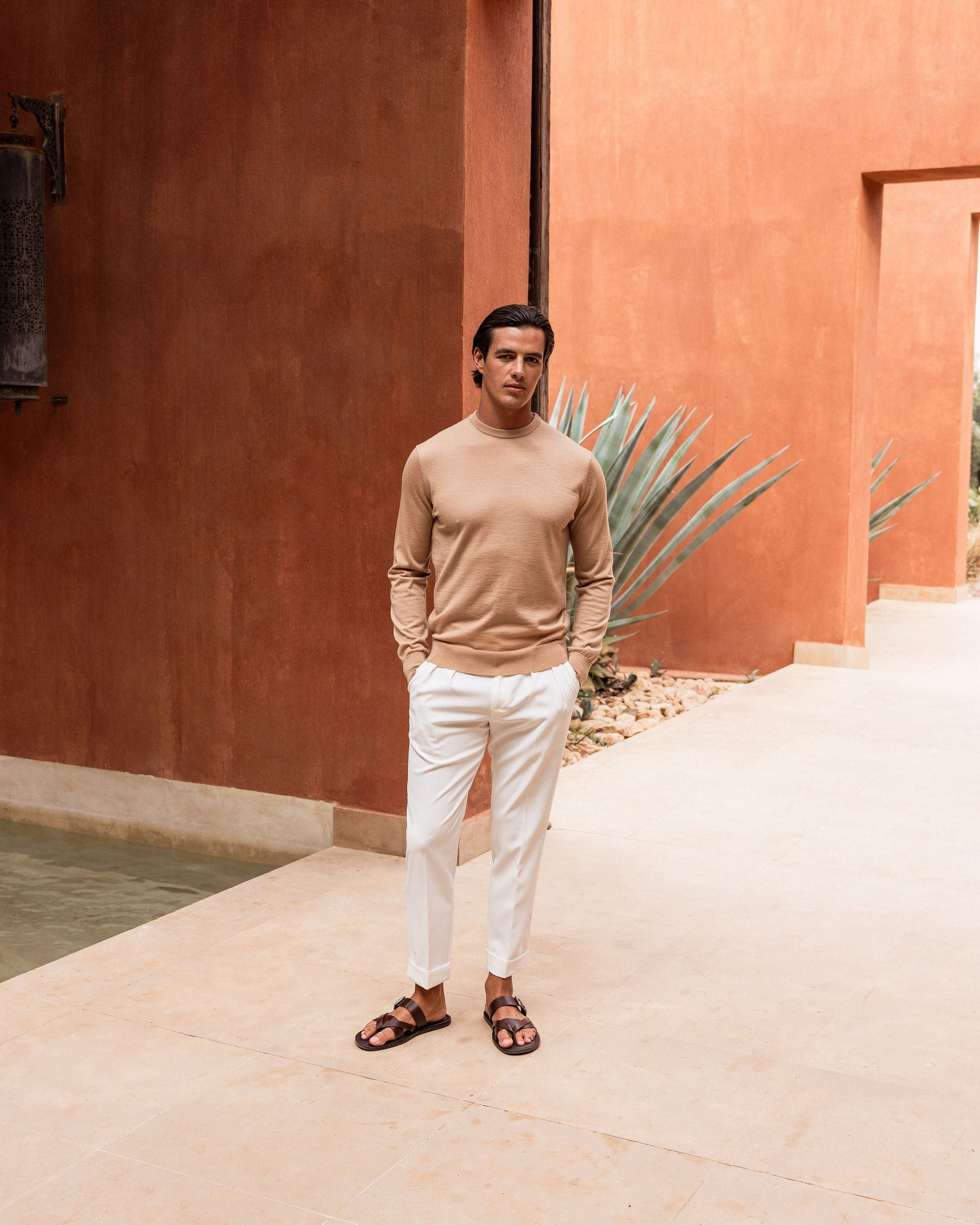 Pantalon Oxford Plissé — Blanc