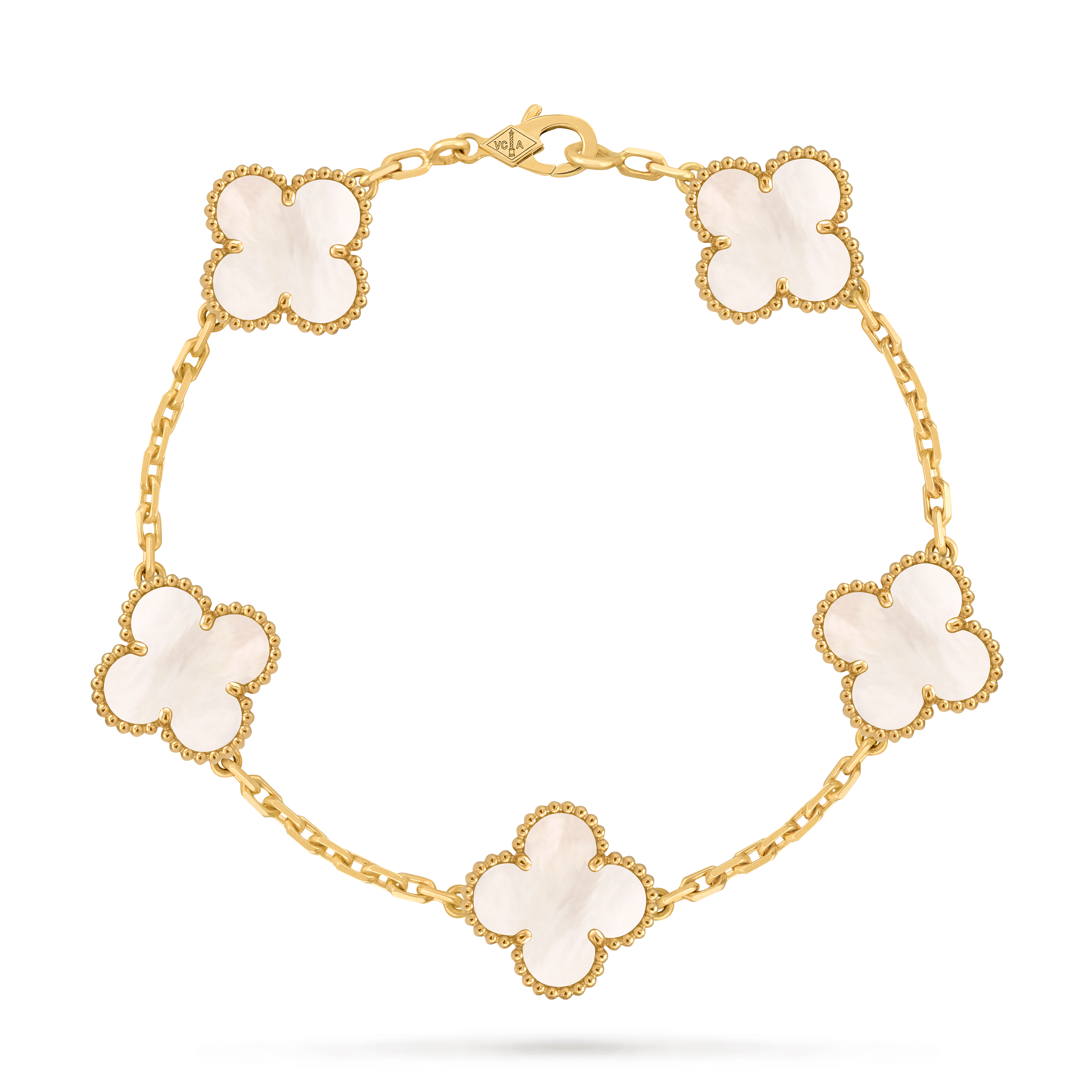 Bracelet Trèfle 5 Motifs — Nacre Blanche