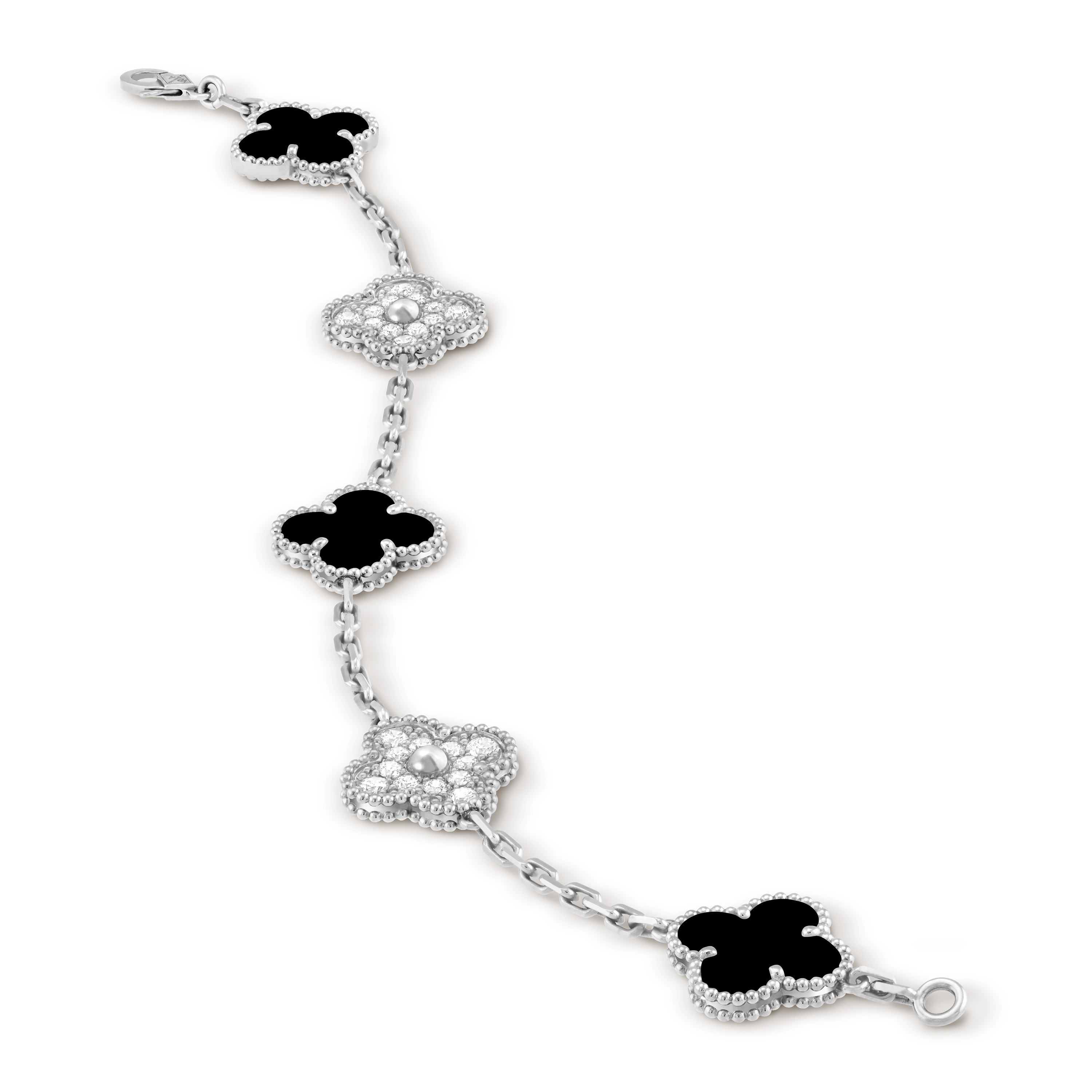 Bracelet Trèfle 5 Motifs — Onyx Noir