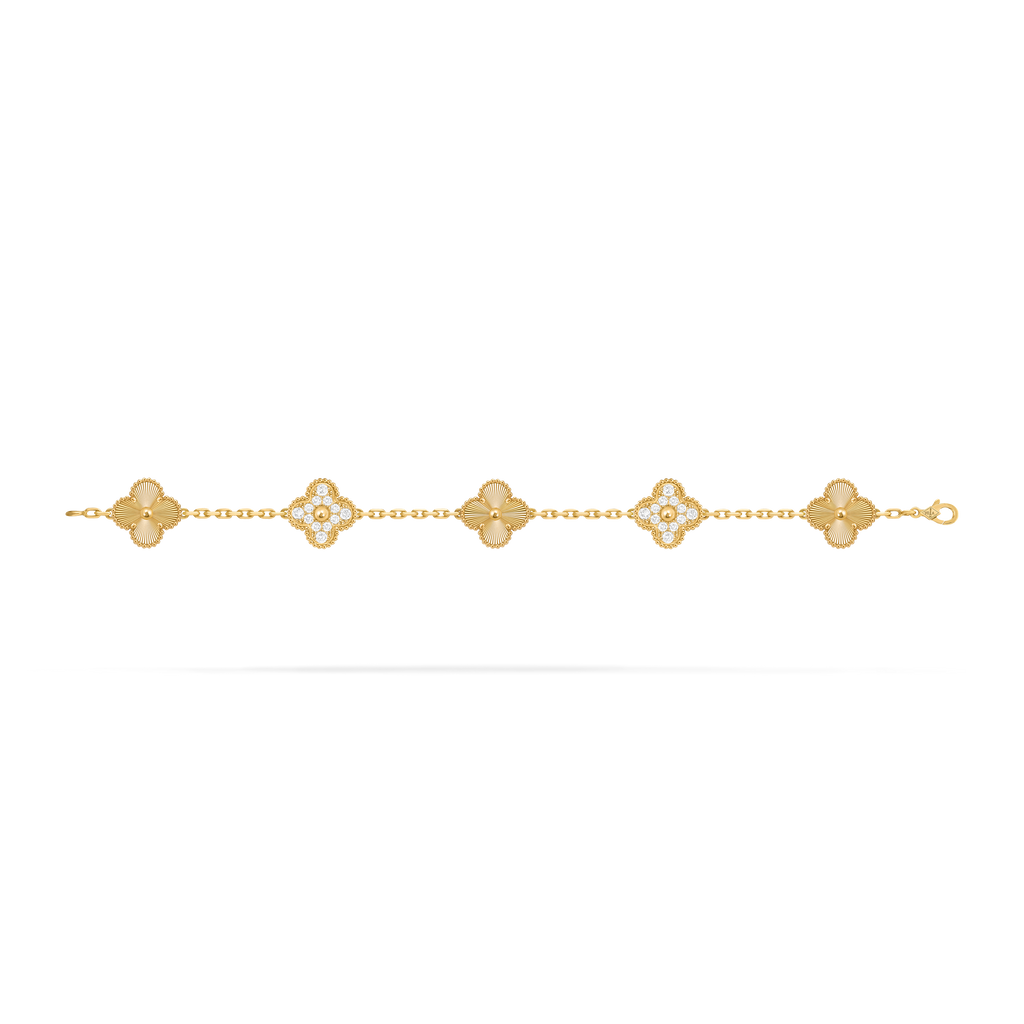 Bracelet Trèfle 5 Motifs — Doré