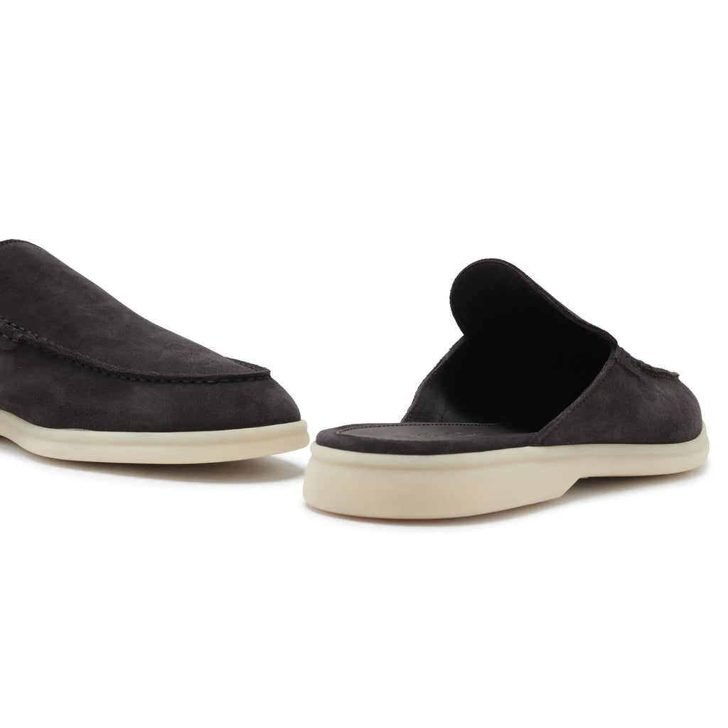 Mocassins Babouche Daim — Bleu Encre