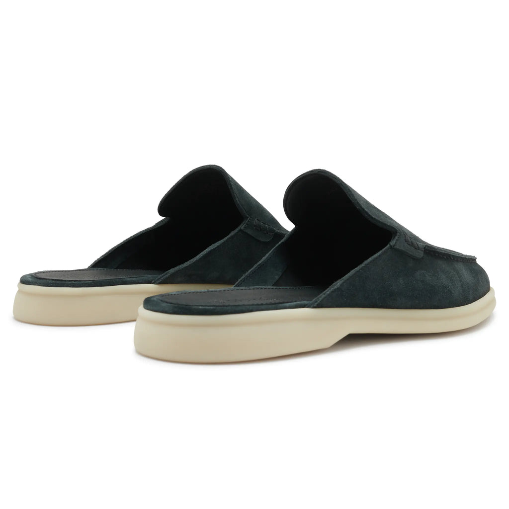 Mocassins Babouche Daim — Vert Foncé