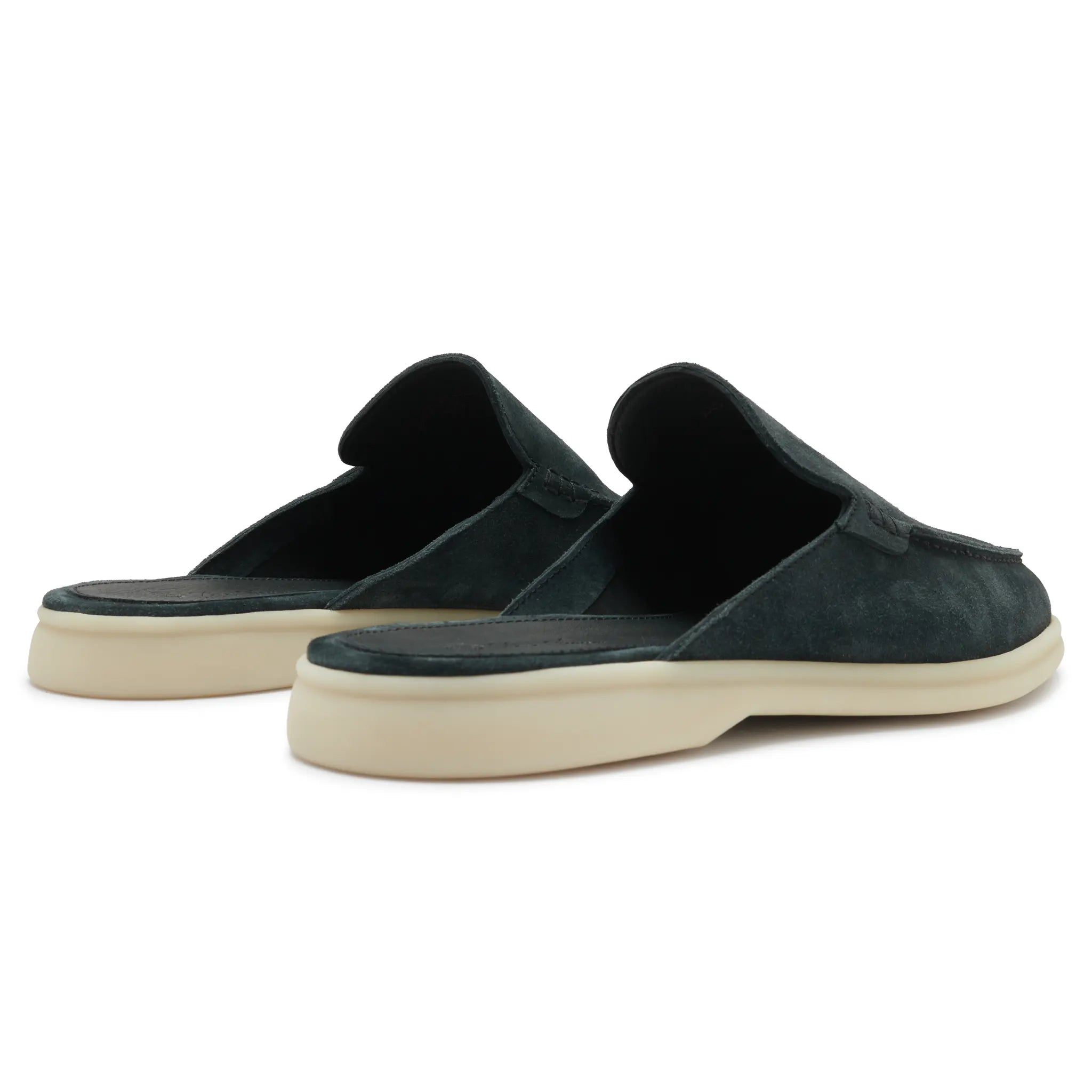 Mocassins Babouche Daim — Vert Foncé
