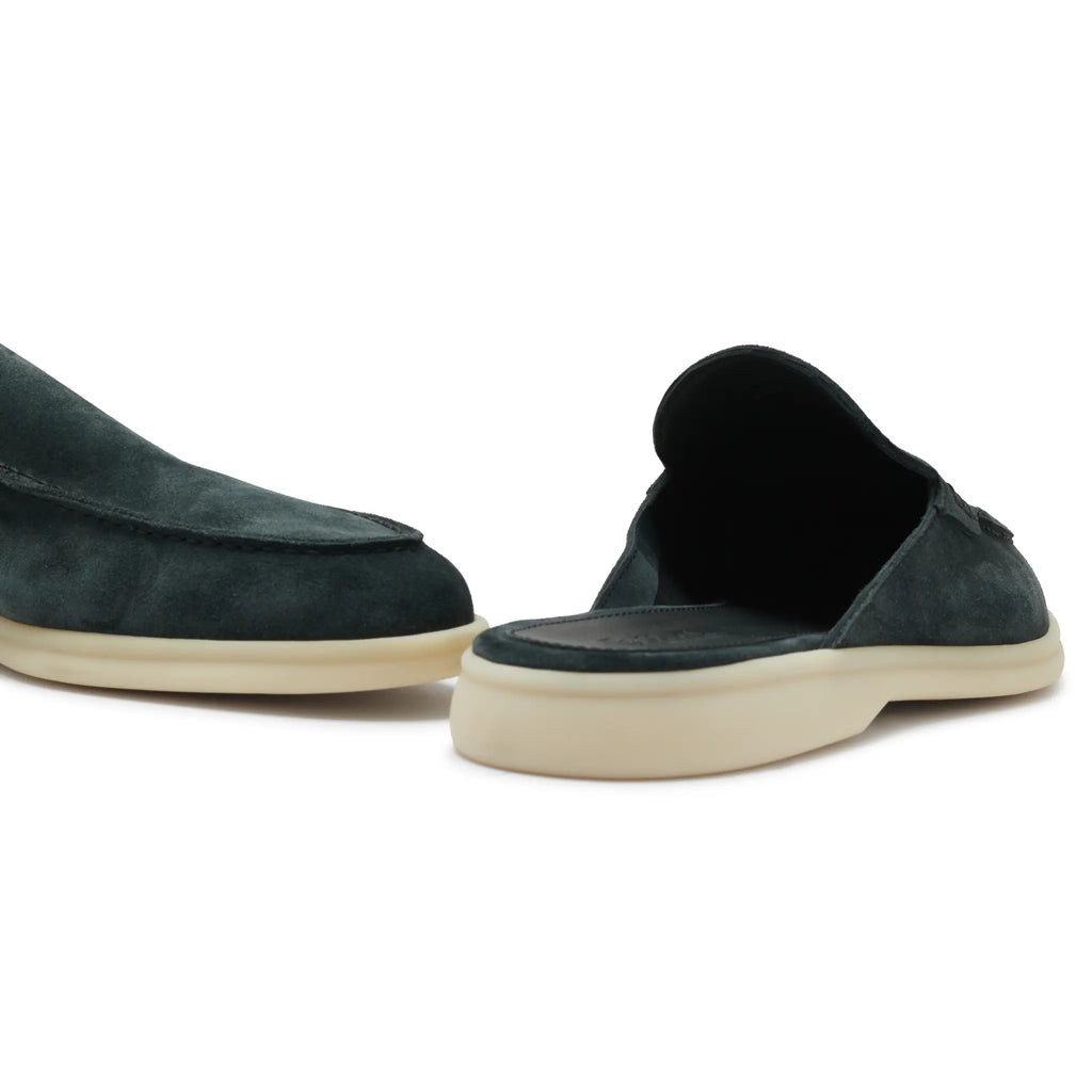 Mocassins Babouche Daim — Vert Foncé