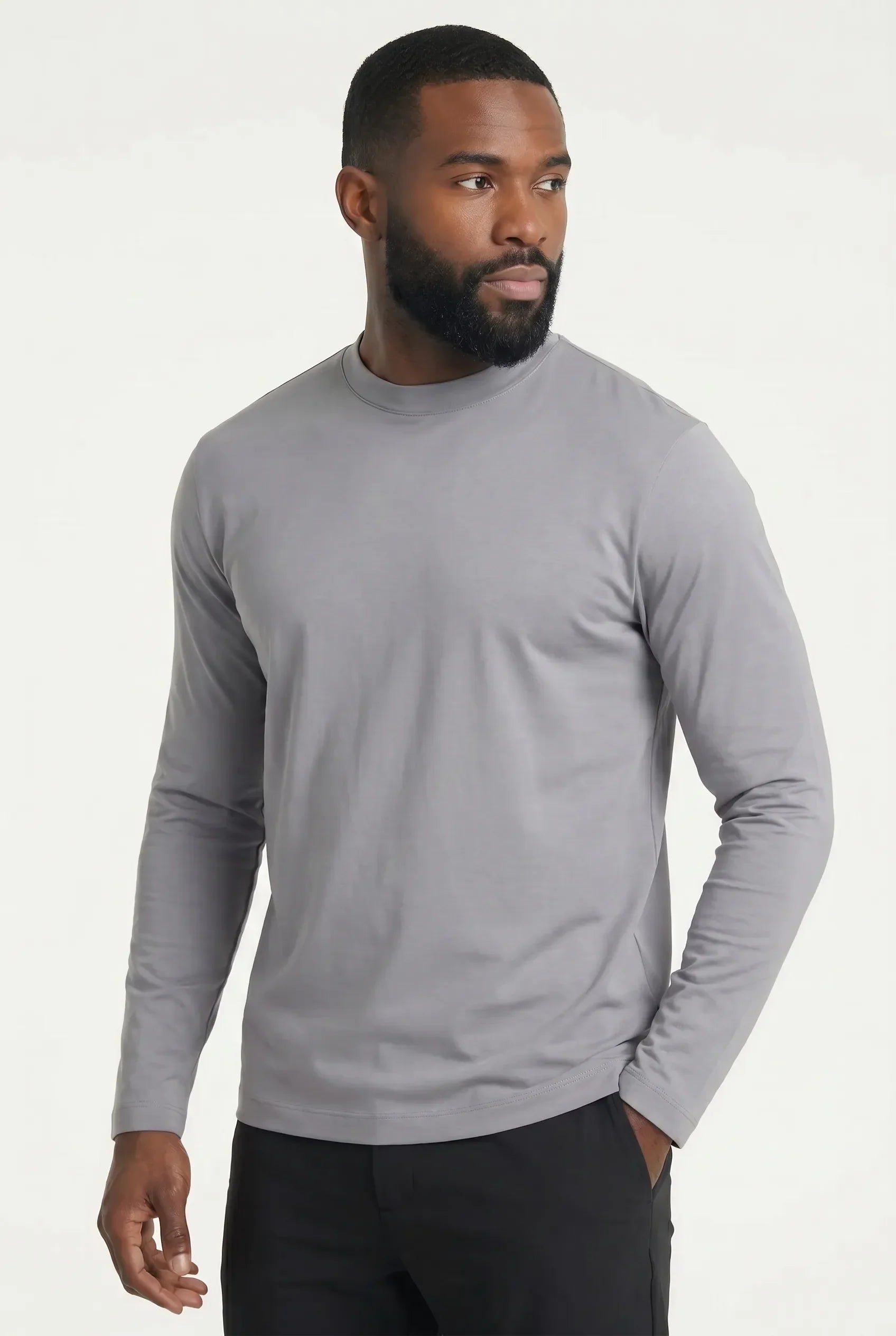 T-shirt Manches Longues Luxe — Gris Perle