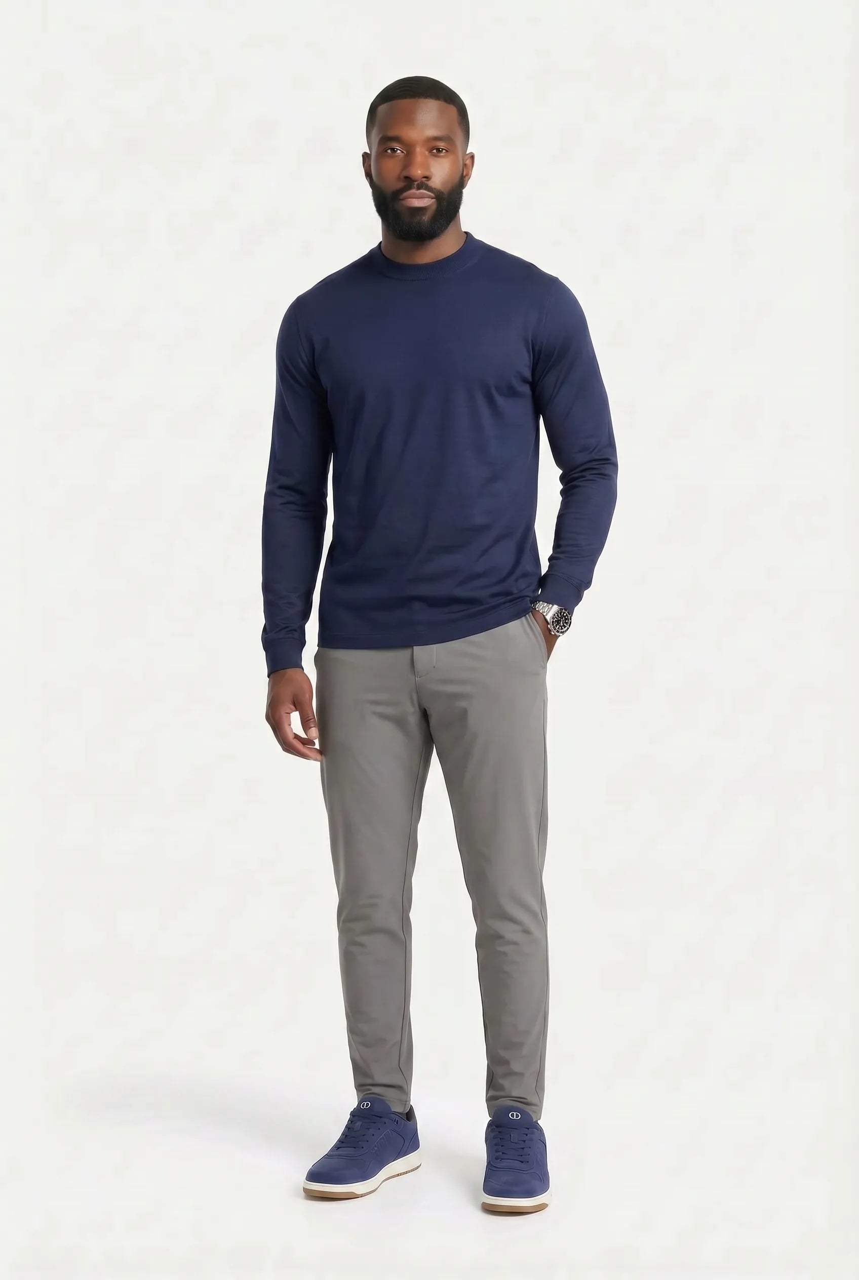 T-shirt Manches Longues Luxe — Bleu Marine